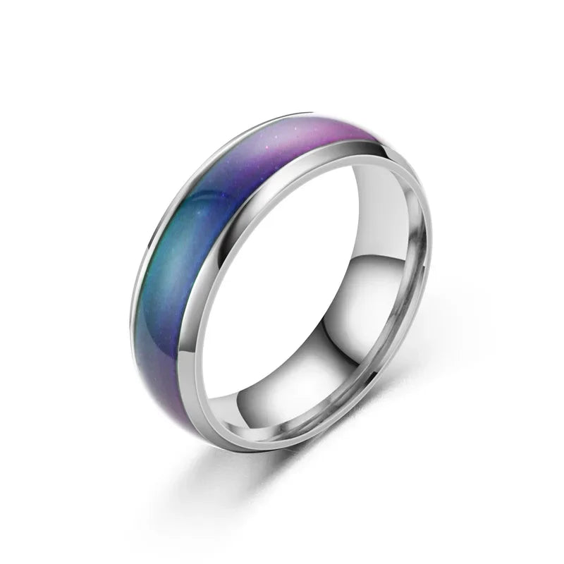 6MM Farbwechsel Edelstahlringe für Frauen Stimmungs-Emotions-Gefühls-Temperaturring Männer Paare Mode Schmuck Geschenk
