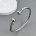 Gedrehtes Doppelkugel Zirkonia Edelstahl vergoldet 18K Armband, hochwertige wasserdichte Silber Schmuck, Paargeschenk