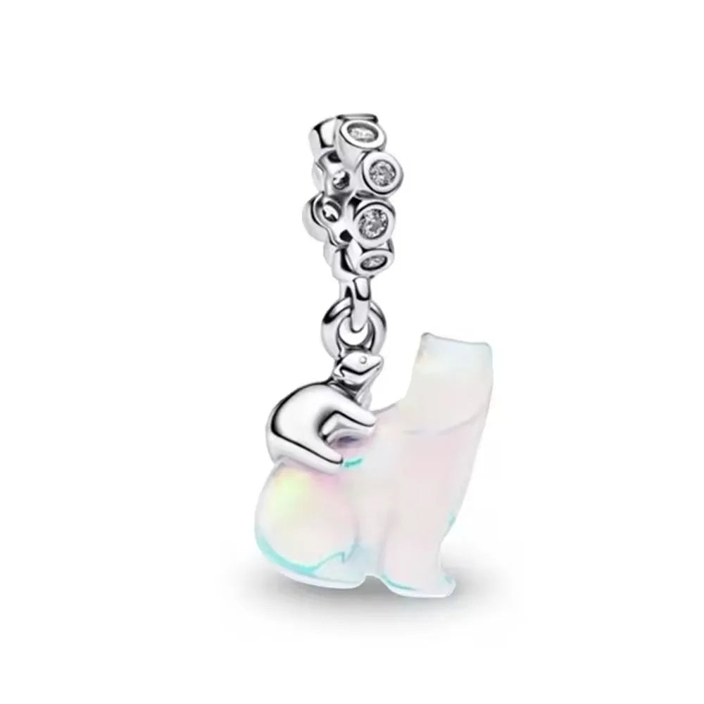 2026 Neuer S925 Silber Hohl-Elefant Affe Auto Anhänger Passend für Original Armband DIY Zubehör Damen Charm Schmuck Geschenke