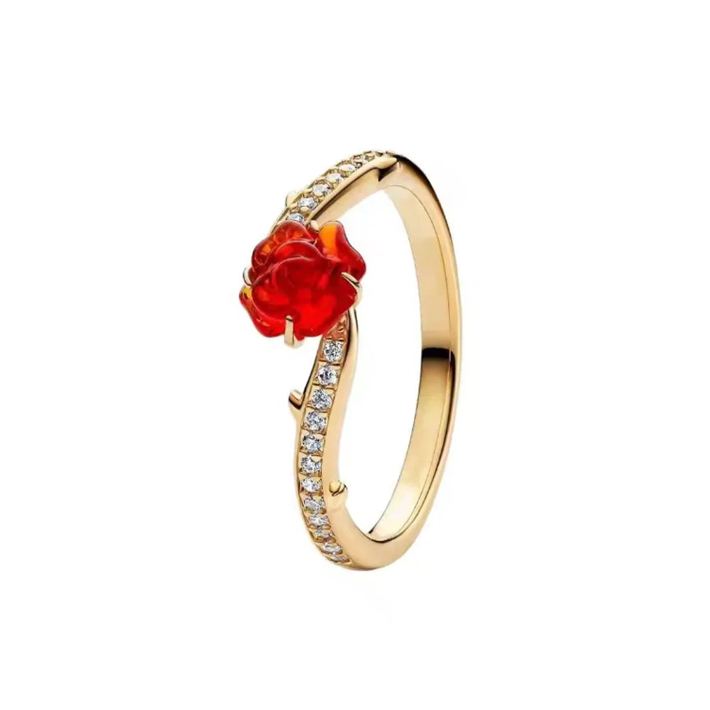 2026 Heiß verkaufter Ring aus 925er Sterlingsilber mit Herz-, Schmetterlings- und Blumenmotiv, exquisites und charmantes Schmuckgeschenk für europäische Frauen