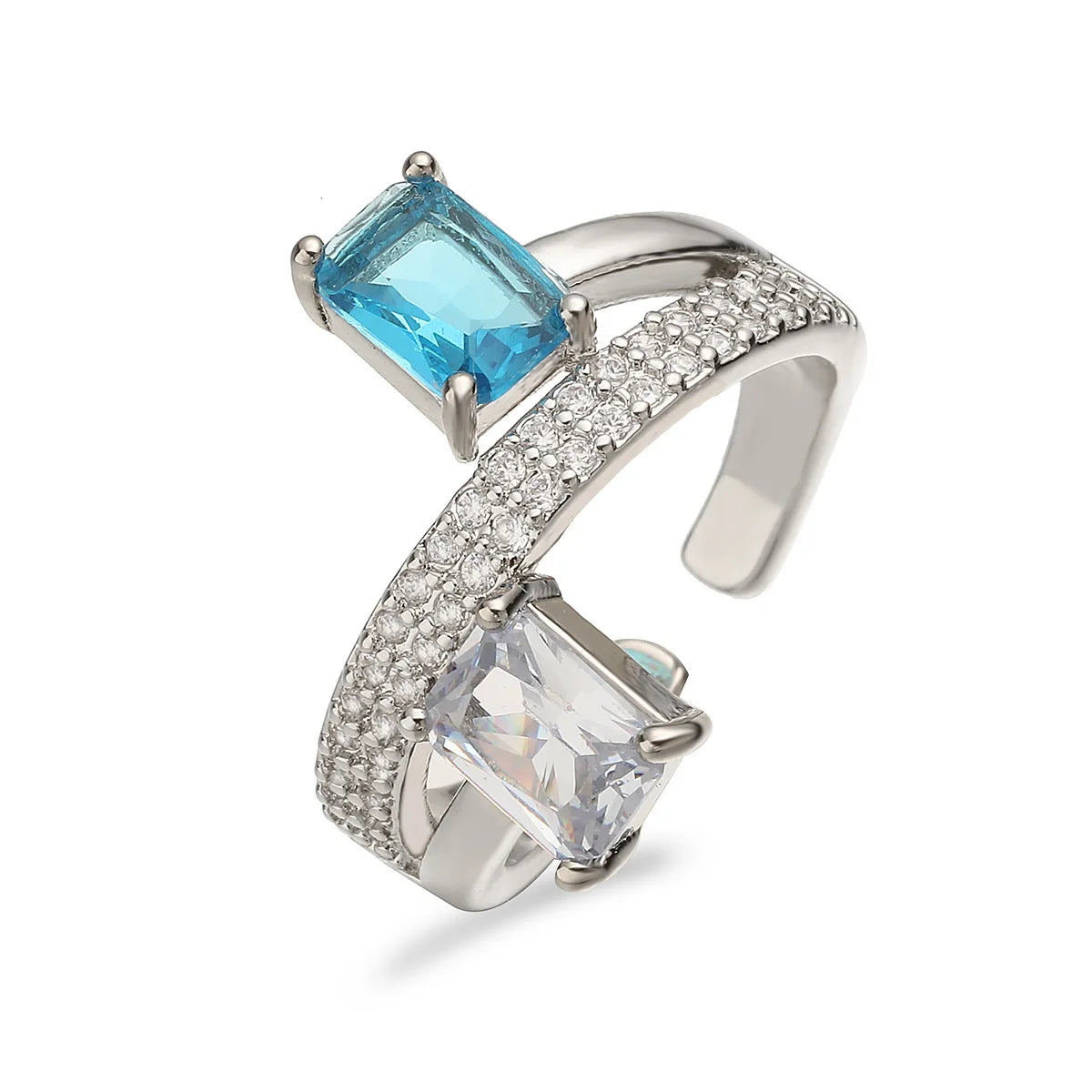 NEWBUY Fashion Goldfarbener Geometrischer Kupferring Damen Hochzeitsschmuck Heißer Verkauf AAA+ Zirkonia Fingerring Femme Bijoux