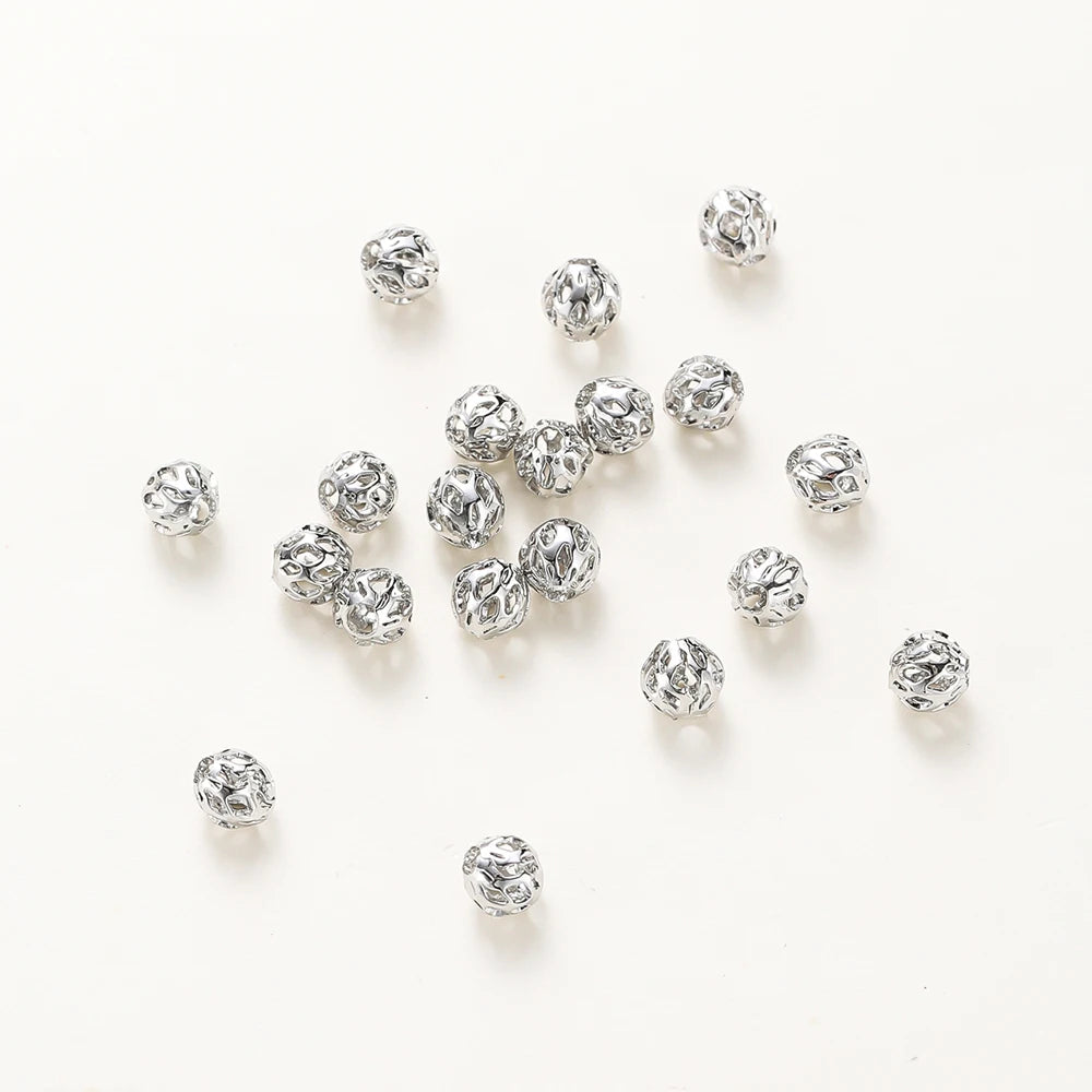 20 Stück/Beutel 4 mm 5 mm 6 mm 18K vergoldete hohle runde Abstandshalter Perle Messing Charm Armband Perlen für DIY Schmuckherstellung Zubehör