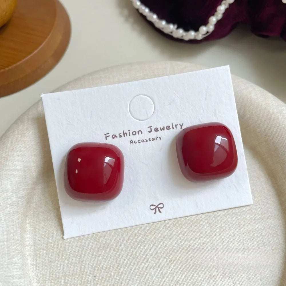 Ohrstecker im Retro-Stil mit rotem Schleifchen für Damen und Mädchen, schlichte Ohrringe, Piercing, Ballettband-Ästhetik, eleganter Ohrschmuck, Geschenke