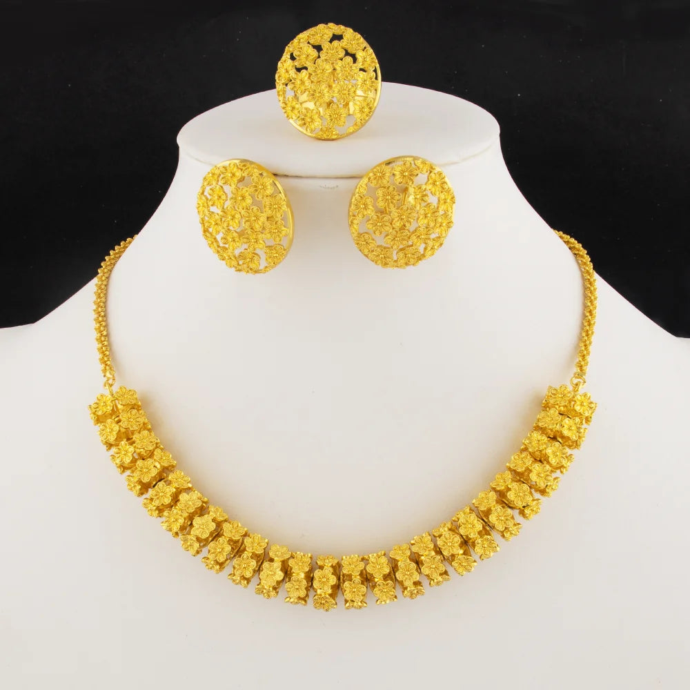 Vergoldete Ohrringe Ring Halsketten für Damen Luxus Gold Cuban Halsketten Set Hochwertige Designer Herren Damen Schmucksets Geschenk