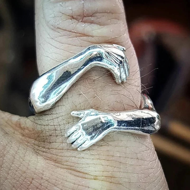 Anillos Góticos de Manos Entrelazadas para Mujeres Hombres, Anillo Ajustable de Manos Abiertas, Joyería Vintage para Fiestas, Bodas, Parejas, Anillos, Bague