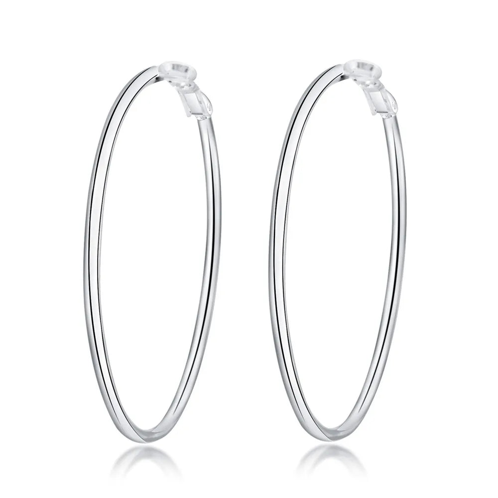 925 Sterling Silber große runde 5/6/7/8 cm Creolen für Damen, Ehering, Ohrring, hochwertiger Schmuck, Accessoires