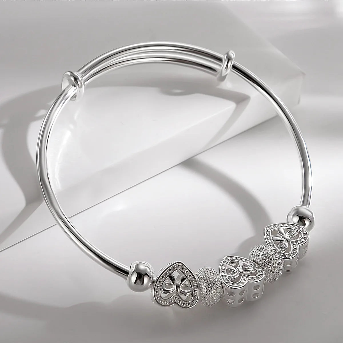 Großhandel Feine 925 Sterlingsilber Armreifen Armband Charms Herz Offen für Frauen Damen Schmuck Anpassung Manschette Hochzeitsgeschenk