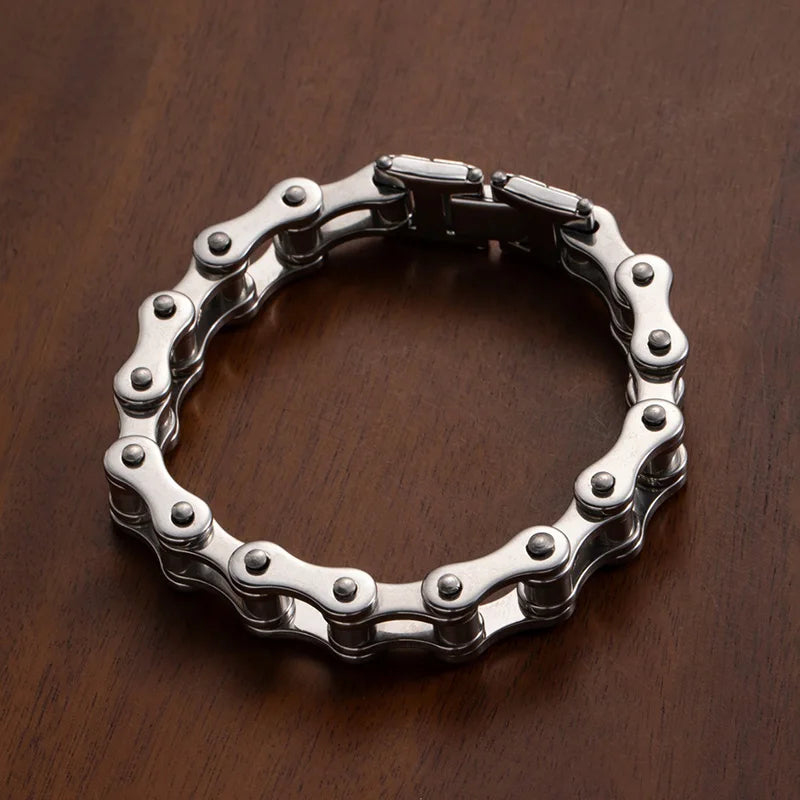 1 Stück Herren-Edelstahlarmband Kreatives Imitations-Fahrradkettenarmband Trendiger Punk-Stil Alltagsaccessoires