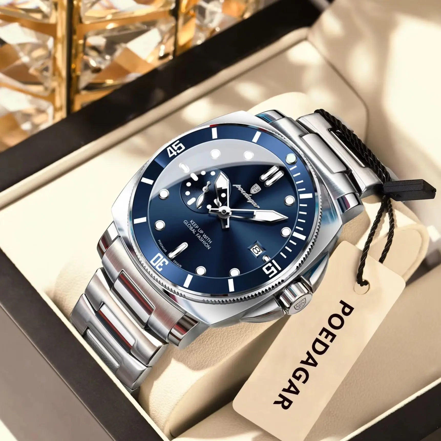 POEDAGAR Reloj de Lujo de Alta Moda para Hombre Impermeable Luminoso Fecha Relojes de Acero Inoxidable Negocios Cuarzo Reloj de Pulsera Masculino