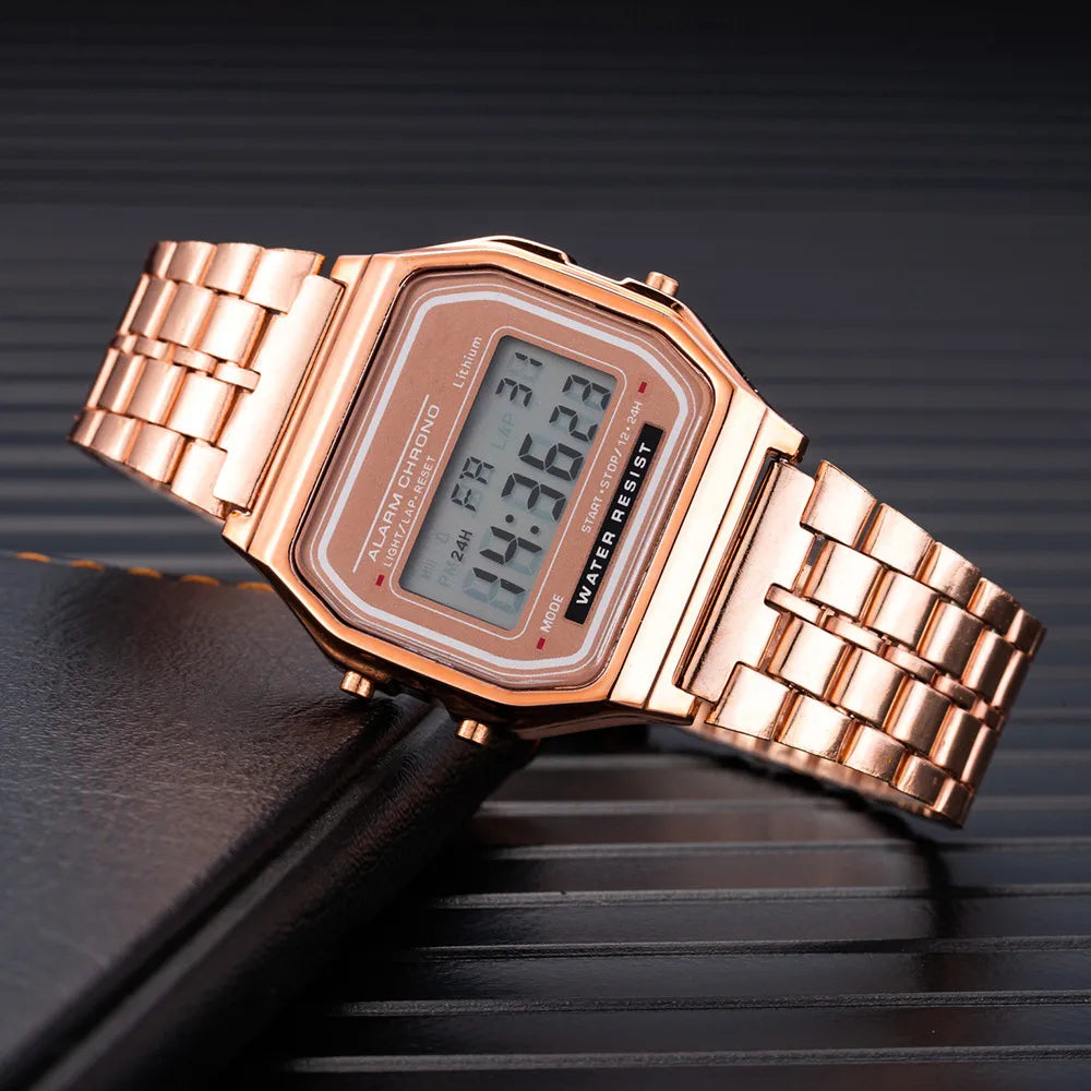 Luxus Damen Roségold Silikonuhren Frauen Mode LED Digitaluhr Lässige Damen Elektronische Armbanduhr Reloj Mujer 2025