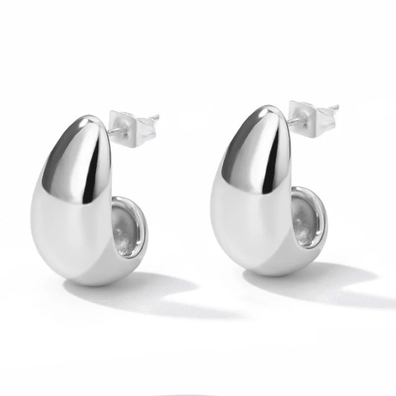 Vintage Runde Edelstahl Creolen für Damen Vergoldete Ohrringe 2023 Trend Statement Ohrschmuck Weihnachtsgeschenk