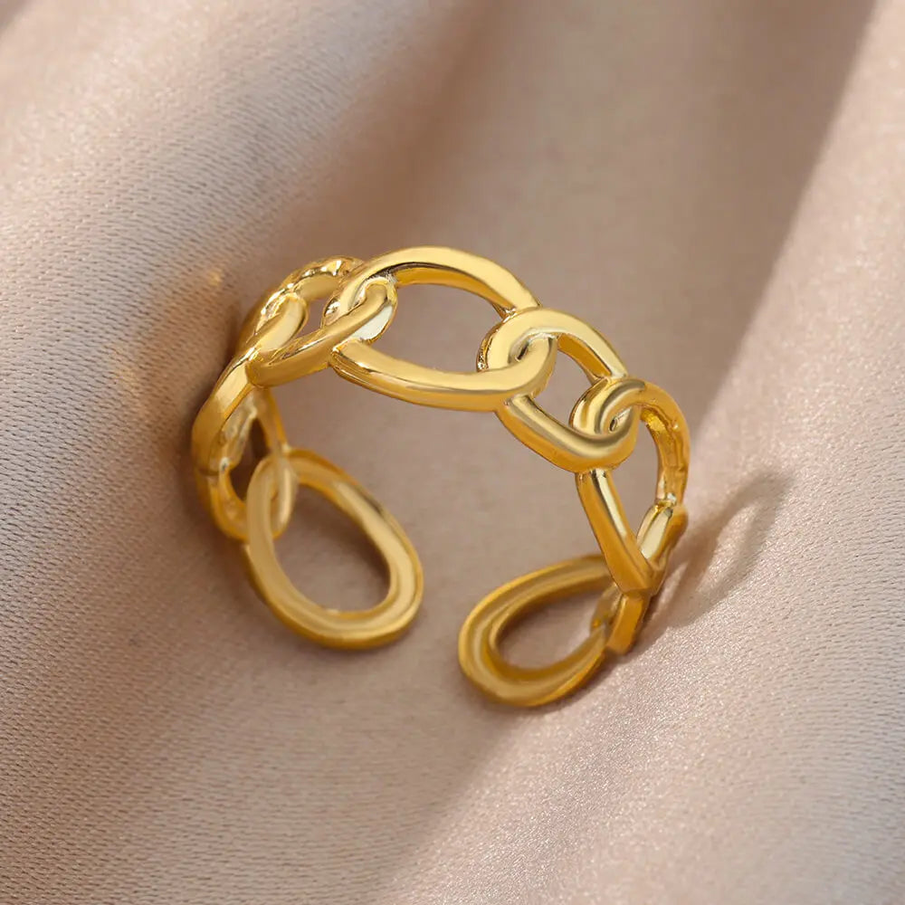 Anillos Irregulares Huecos Para Mujer De Acero Inoxidable Color Dorado Anillo Geométrico Fiesta Joyería De Navidad Regalo Envío Gratis