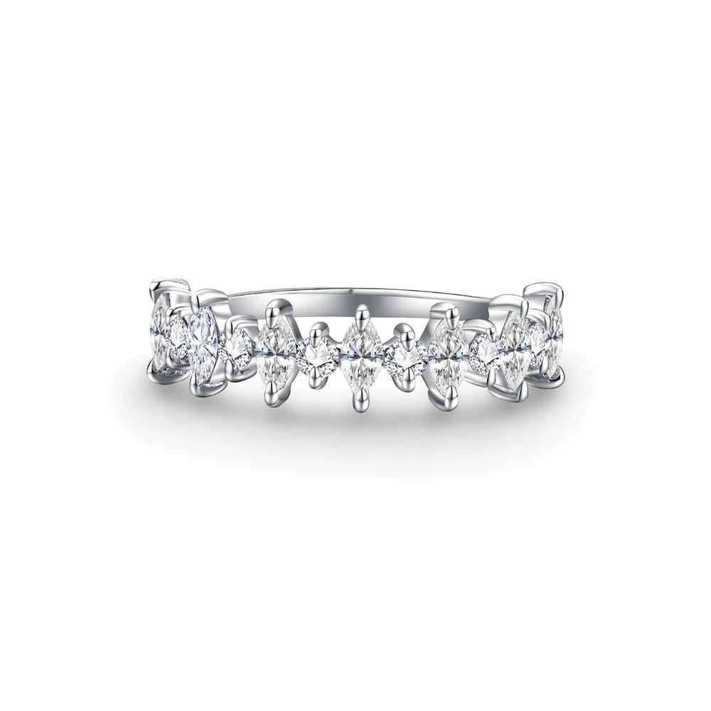 MINTYBOX 4*2mm D Farbe 925 Sterlingsilber Moissanit Ring für Damen, Diamantprüfgerät bestanden, 18 Karat vergoldet, Verlobungs-Hochzeitsringe