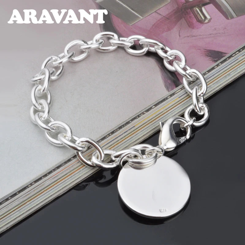 Aravant 925er Silber Runde Armbandketten für Frauen Mode Hochzeit Schmuck Accessoires