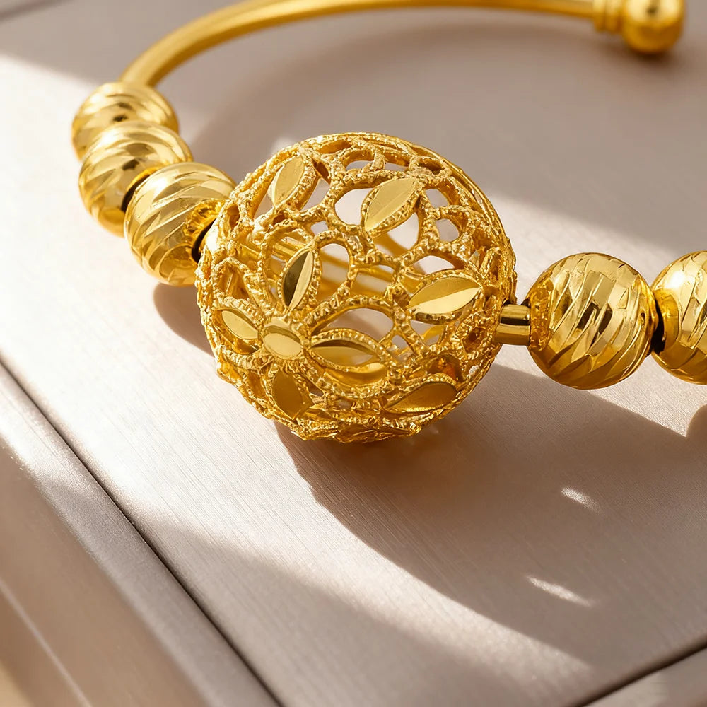 Äthiopisch-hawaiianischer Schmuckarmreif, 18 Karat vergoldet, Armband für Damen, Blumenarmreif, afrikanisch, kostenloser Versand, Valentinstagsgeschenk