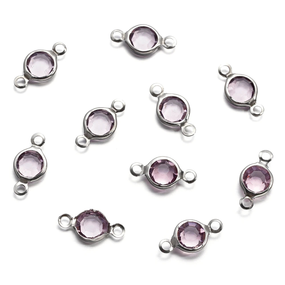 10 Stücke/Los Edelstahl Kristall Rund Doppelring Anhänger für DIY Armband Halskette Perlen Schmuckherstellung Zubehör