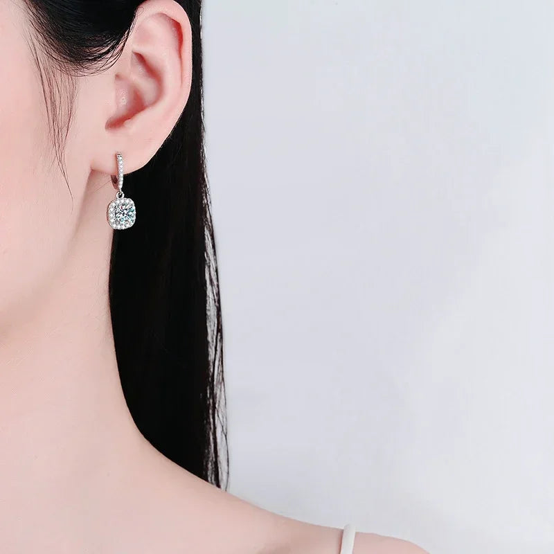 NeeTim 2 Karat Moissanit Ohrhänger für Damen S925 Sterling Silber Funkelnde Labor-Diamant Ohrringe Damen Hochzeitsschmuck