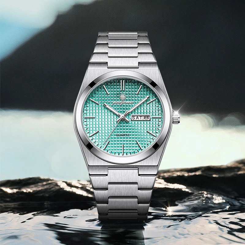 PAAZOMU Reloj de hombre de lujo original, a la moda, luminoso, impermeable, cronógrafo, con fecha, para hombre, de cuero, de cuarzo, Reloj