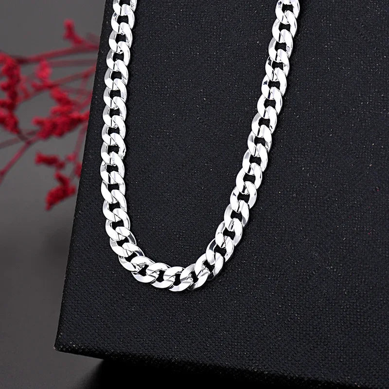 Heißer hochwertiger 925er Sterlingsilber Charm 7MM Kettenarmbänder Halsketten Schmuckset für Herren Damen Mode Party Hochzeitsgeschenke