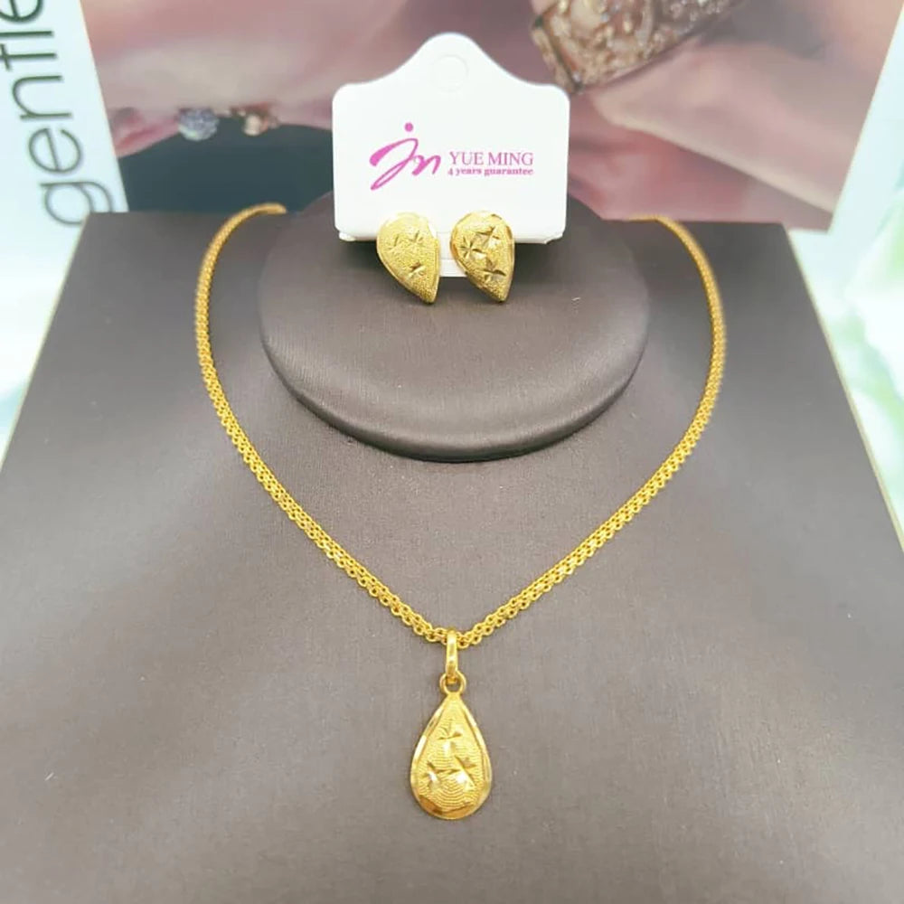 Exquisites Schmuckset in Goldfarbe für Partys, Ohrstecker und Anhängerkette, afrikanisches Brautschmuckset für Verlobungsfeiern