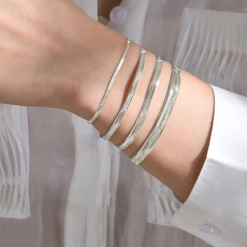 COLALA Simple Boutique Schmuck Edelstahl Flache Schlangenkette Armband Verstellbar Damen Accessoires Großhandel Kein Ausbleichen der Farbe