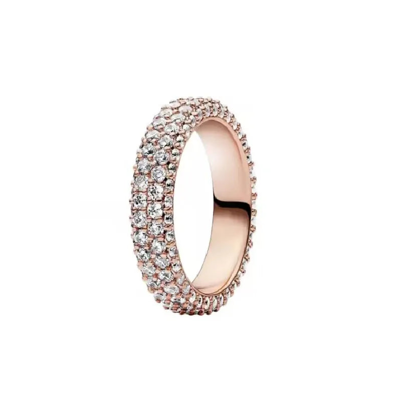 Ring aus Roségold mit Kleeblatt, Herz, Pink, Neu, Bestseller, 925er Silber, geeignet zum Kombinieren, DIY Geburtstagsgeschenk