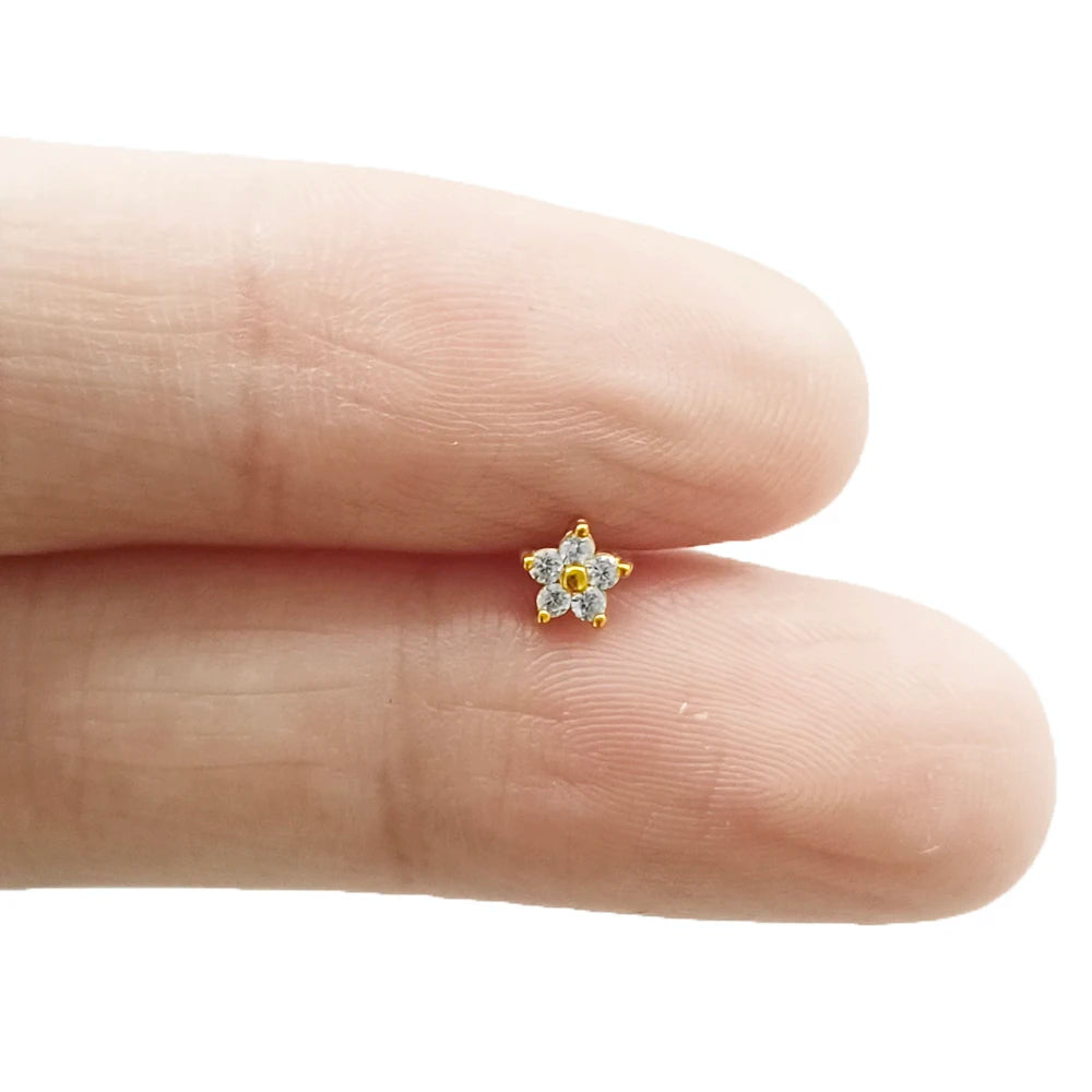 Blitz Innengewinde Labret Piercing Krone Biene Blumen Knorpel Ohrring Tragus Conch 316L Edelstahl Körperschmuck