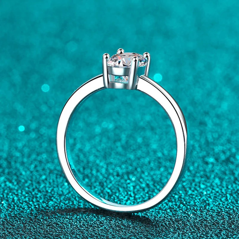 Anillo de moissanita NeeTim de corte ovalado de 1 quilate para mujer, compromiso, boda, diamante de laboratorio, plata de ley 925 con anillos chapados en oro, joyería