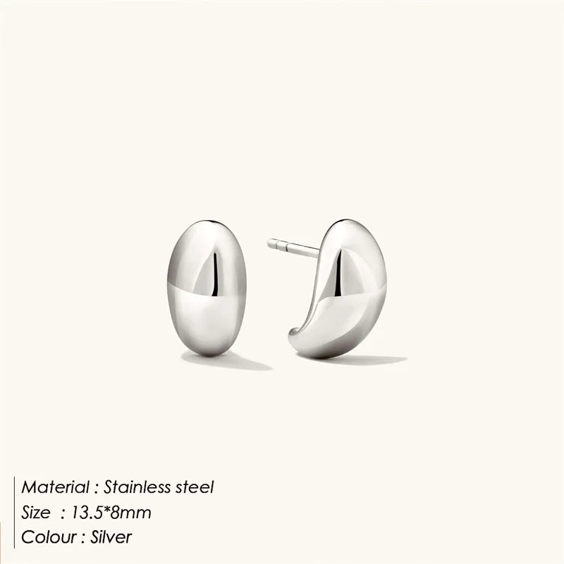 Pendientes de tuerca de acero inoxidable SUNIBI para mujer, color dorado, color plateado, pendientes sencillos, aros gruesos y lisos para esposas, joyería de moda.
