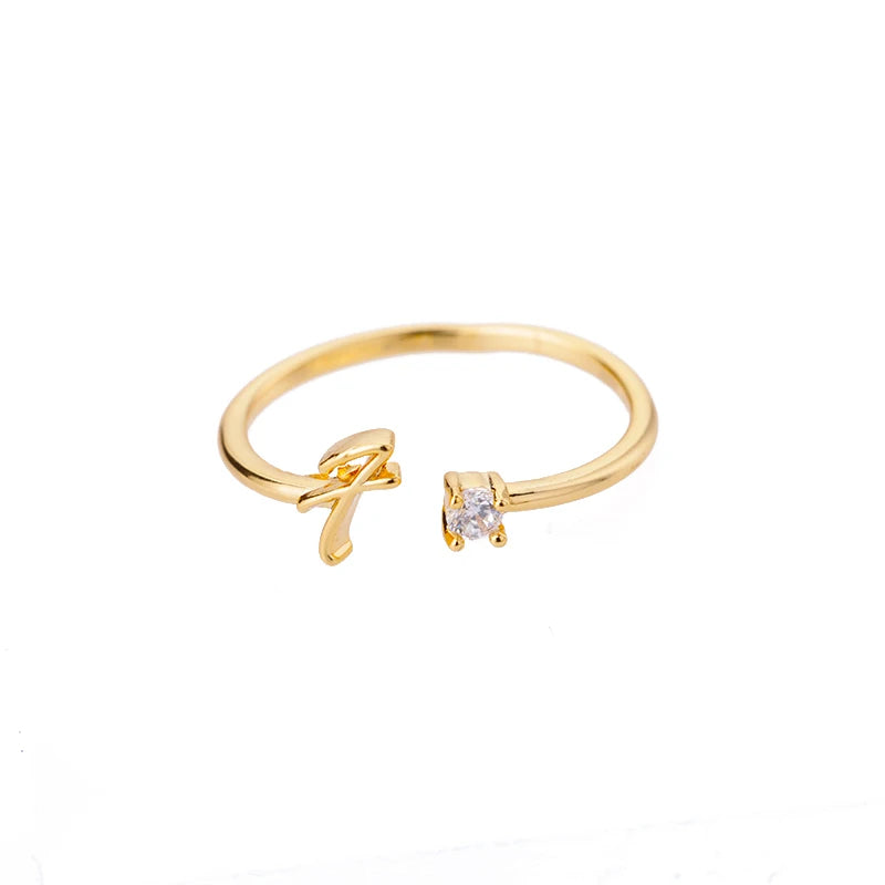 Zirkon Tiny Initial-Buchstabenringe für Damen, Edelstahl A-Z Buchstaben verstellbarer Ring, weiblicher ästhetischer Weihnachtsschmuck, Geschenk