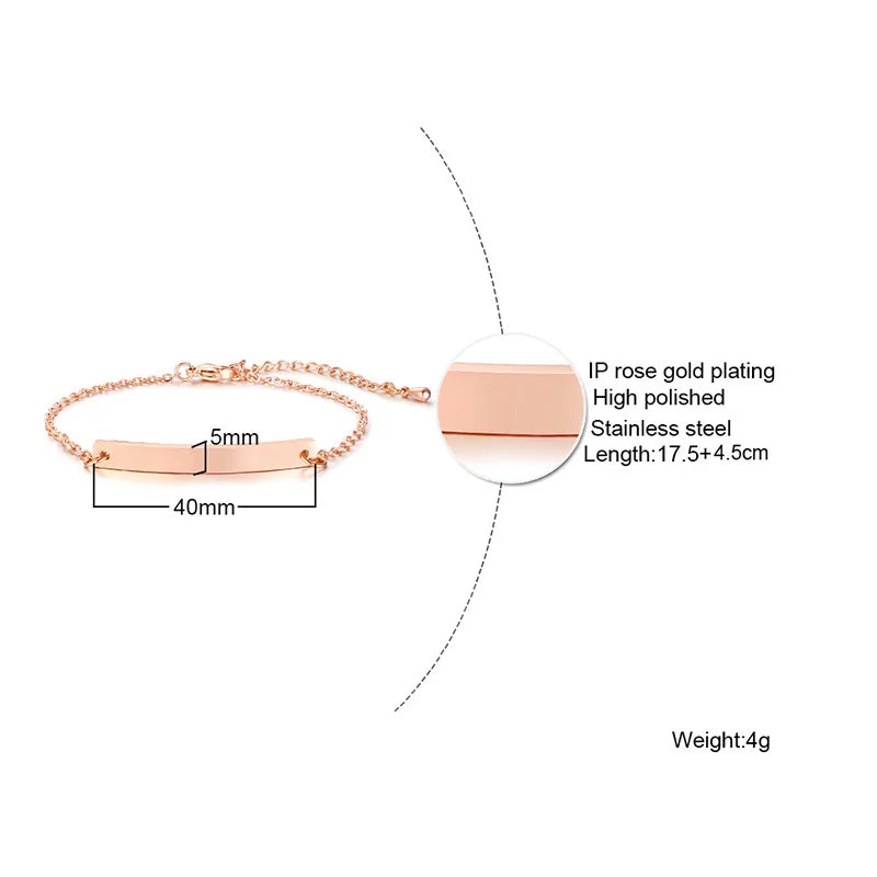 Vnox Minimalistische personalisierte gravierbare Edelstahl-dünne Armbänder für Frauen, Damen, individuelle Freundschafts-, Brautjungfern-Geschenke, Schmuck