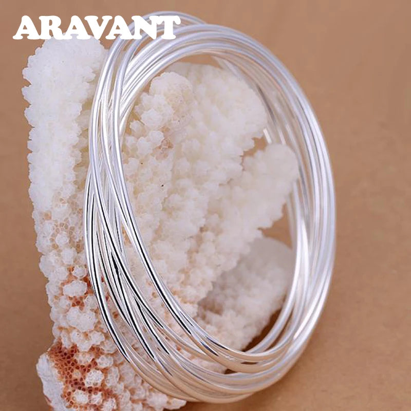 Pulsera de triple anillo con 10 círculos de plata 925 Aravant para hombre y mujer, joyería de moda