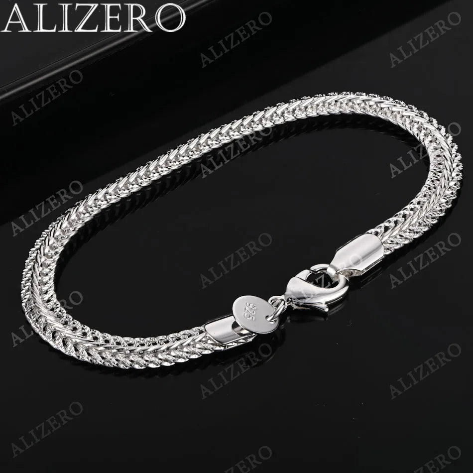 ALIZERO 925 Sterlingsilber 18K Gold 6mm Kette Querliegende Armbänder für Damen Herren Hochzeit Bankett Party Geschenk Modeschmuck