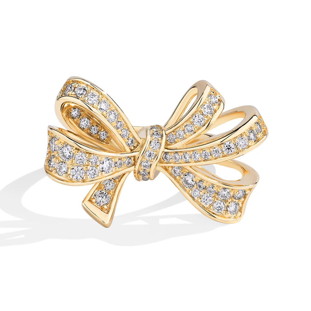 MINTYBOX S925 Sterling Silber Schleife Lab Moissanit Verlobungsring für Frauen Luxus Diamantringe Hochzeit Edler Schmuck Geschenk