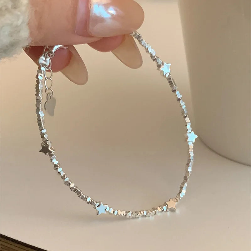 925er Sterlingsilber Sternperlen Armband für Frauen Fragmentiertes Silber Süß Romantisch Vielseitig Trend Schmuck Geschenke Dropshipping