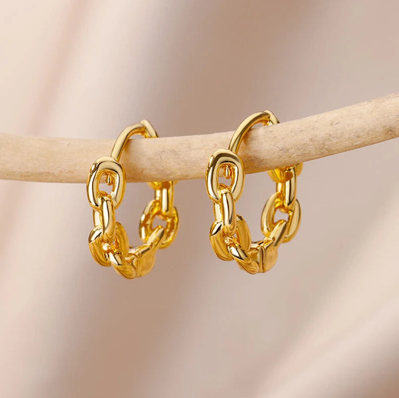 Edelstahl Creolen für Damen Goldfarben Mode Perlen Piercing Ohrring 2023 Trend Neuer Luxusschmuck aretes mujer