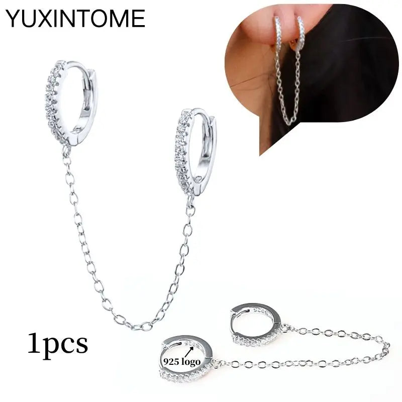 925 Sterling Silber Ohrnadel Mode Creolen Weiße Kristall Luxus Damen Silberohrringe Hochzeit Damenschmuck Geschenk