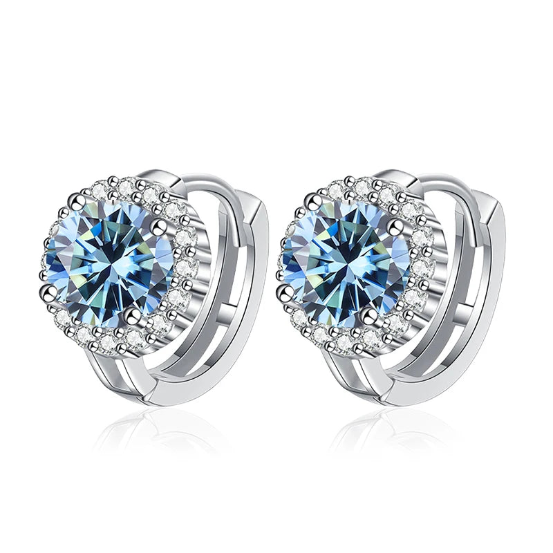 Pendientes NeeTim de Moissanita rosa de 0,5ct 1ct para mujer, Plata S925, Diamantes de laboratorio negros, azules, verdes, grises, arcoíris, Pendientes de boda