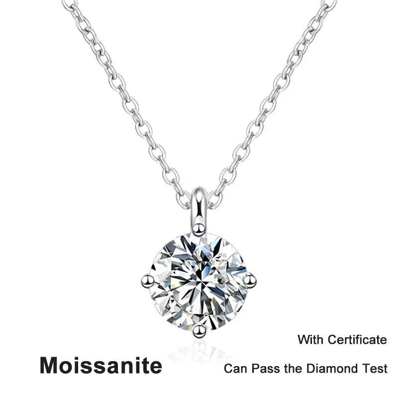 NeeTim 1ct 2ct 3ct D VVS1 Collar de Moissanita para Mujer Plata de Ley 925 con Baño de Oro Blanco Diamante de Laboratorio Colgante Brillante