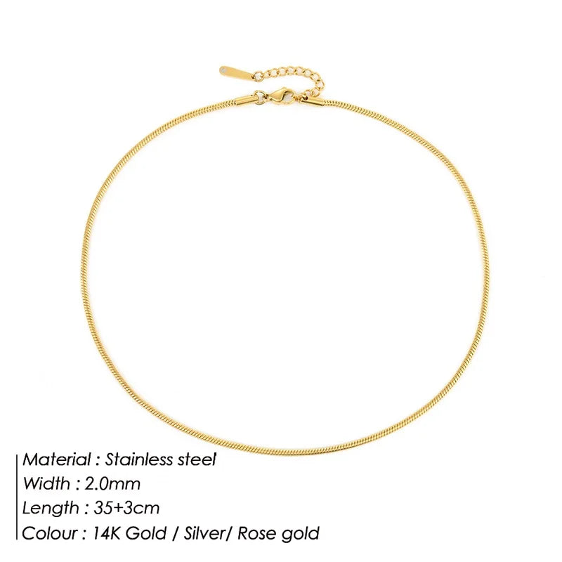 SUNIBI Stainless Steel Necklaces for Women Gold Color Basic Punk Link Chain Necklace Solid Metal Jewelry Wholesale/dropshipping