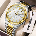 POEDAGAR Top Original Relojes de Hombre Acero Inoxidable Impermeable Luminoso Reloj de Hombre Fecha Semana Clásico de Moda Reloj de Pulsera de Cuarzo para Hombre