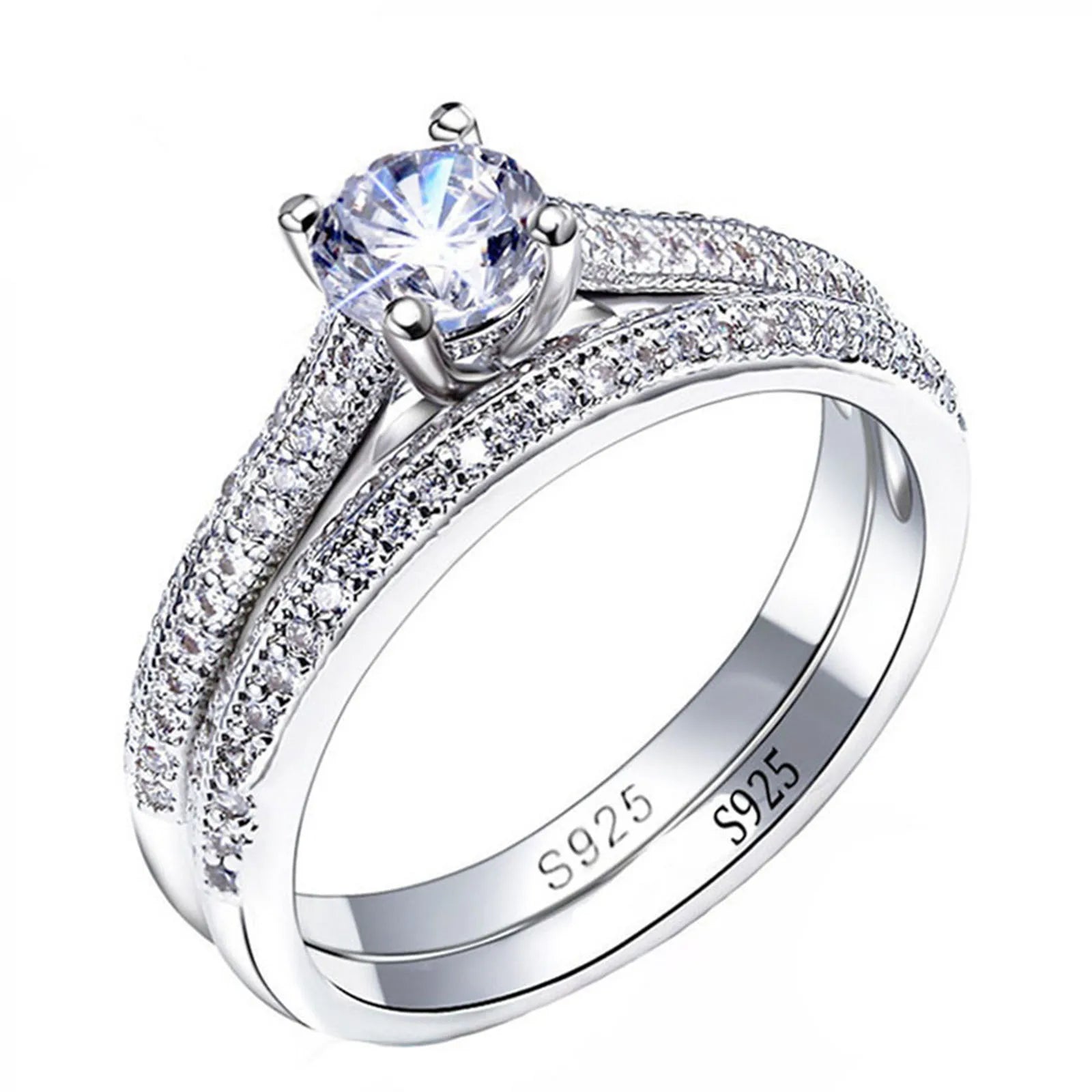 1 Paar Vintage Halo 925 Sterling Silber Ehering Set für Frauen Damen Jahrestagsgeschenk Schmuck Großhandel