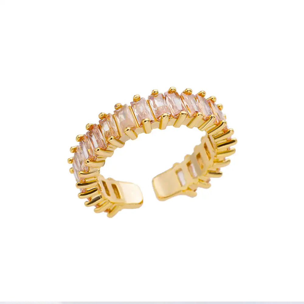 Mini Zirkon Grüne Ringe für Frauen Edelstahl Goldfarbe Verstellbarer Fingerring Verlobung Hochzeit Weihnachtsgeschenk Schmuck
