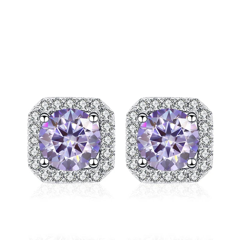 NeeTim 0.5ct 1ct Rosa Moissanit Ohrstecker für Damen 925 Sterling Silber Schwarz Blau Grau Funkelnde Labor Diamant Ohrringe