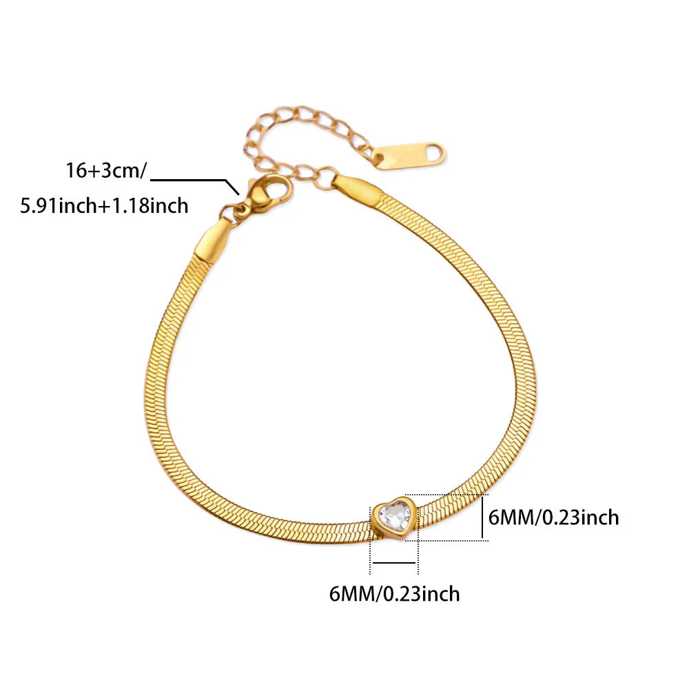 Zirkon Geburtsstein Herz Armbänder für Frauen Goldfarbene Edelstahl Herzarmband Hochzeit Geburtstag Luxus Schmuck Geschenk