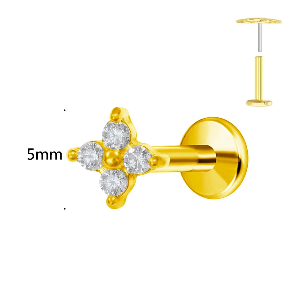 Winziger Wassertropfen Labret Piercing G23 Titan Opal Mond Push-In Zweig Ohrring Stecker Anhänger Gewindeloser Knorpelkörperschmuck