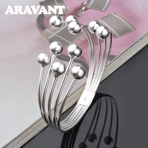 Aravant 925 Sterling Silber Mehrzeiliges Perlen-Armband für Damen, Hochzeitsschmuck Geschenke