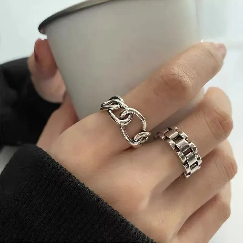 925 Sterling Silber Fingerringe Neue Mode Kreative Kreuz Hohlkette Geometrischer Party Schmuck Geschenke