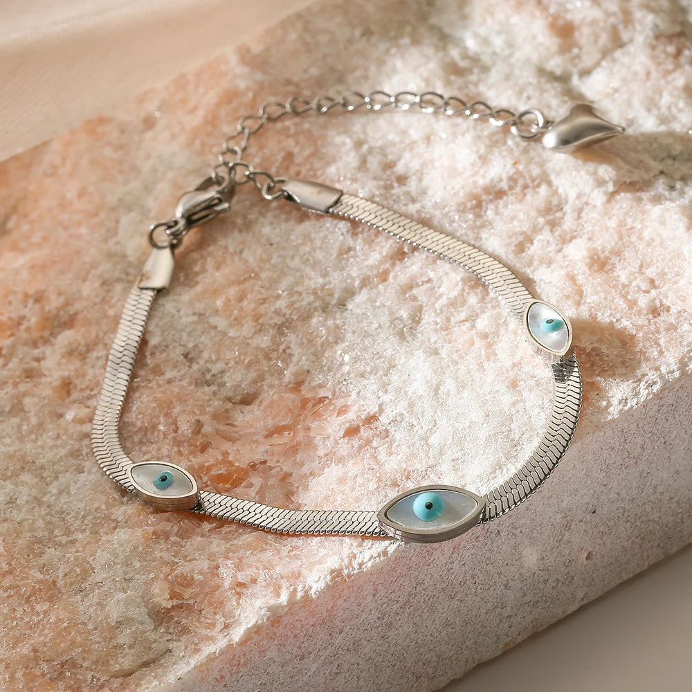NEWBUY High Quality Non-Fading 316L Stainless Steel Jewelry Gold/Silver Color Evil Eye Choker Chain Bracelet For Women Girl Gift