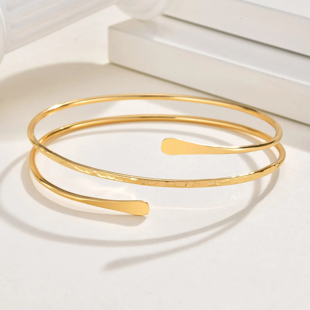 Oberarmmanschette Armreif für Damen, minimalistisch vergoldet, Armband, Statement, Party, Armschmuck